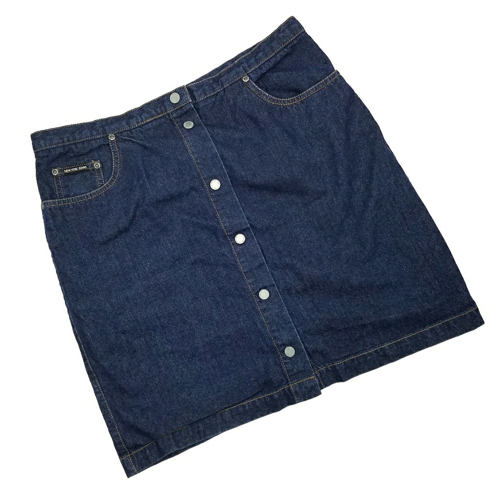 NY Jeans New York & Company Button Denim Pencil Skirt